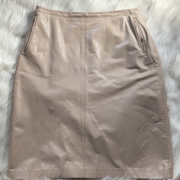 Cream Leather Skirt - Picture 2 of 4